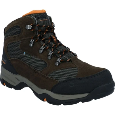 Image of Hi Tec Men&#039;s Storm Waterproof Hiking Boots, Brown Dark Chocolate Taupe Burnt Orange 041, 7 UK