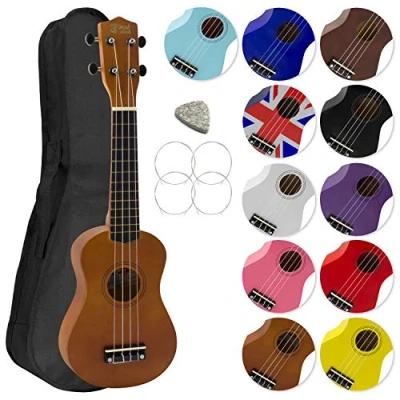 Image of Mad About SU8 NT Soprano Ukulele With FREE Gig Bag, Pick, and Spare Strings Great for Schools Beginners, Now Carbon Black Improved Tuning Natural