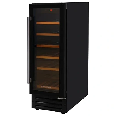 Image of Russell Hobbs Freestanding or Integrated Large, Drinks &amp; Wine Chiller with Glass Door, 18 Bottle Capacity in Black RHBI18WC1