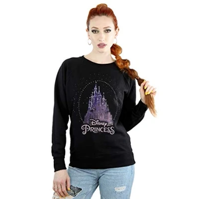 Image of Disney Women&#039;s Princess Christmas Castle Sweatshirt Black Large