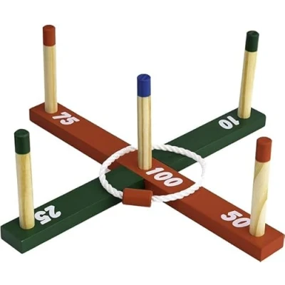 Image of ADEPTNA Wooden Garden Indoor Outdoor Quoits Traditional Classic Family Pegs And Rope Hoopla Game Part BBQ Games Kids Adult Fun Party