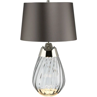 Image of Lena 2 Light Small Smoke Table Lamp, tinted Glass , Slate Shade, E27