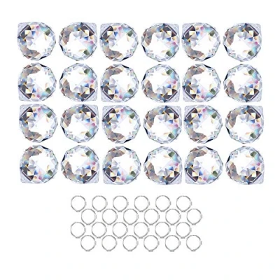 Image of Crystalsuncatcher 24pcs Clear Crystal Ball Prism Suncatcher Rainbow Pendants Maker, Hanging Crystals Prisms for Windows,20mm