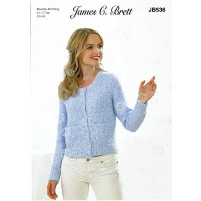 Image of James C. Brett JB536 Knitting Pattern Womens Cardigan in Bubbalicious DK