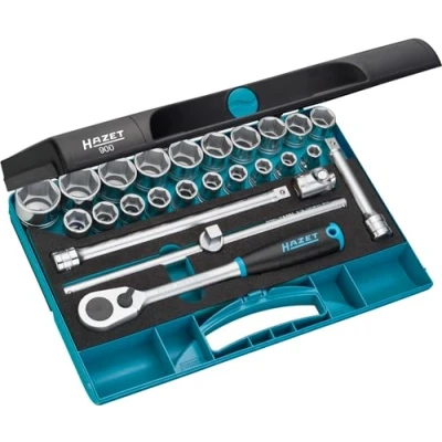 Image of 003589000900, 003589000900DC, 003589169900, 003589169900DC, W003589000900 Socket set HAZET 900 25 1/2Inch Safety Insert System, SmartCase