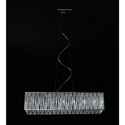 Image of Italux Lighting Modern Hanging Pendant Chrome 7 Light with Anodized Aluminum, Silver Shade, G9