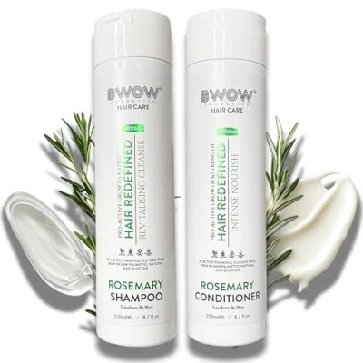 Image of Rosemary Saw Palmetto Shampoo &amp; Conditioner Set Advanced 2% Actives DHT Blocking Formula, Vegan, SLS SLES Free, pH Balanced, Unscented, For Scalp Health, Hair Growth, Thinning Volume, 500ml