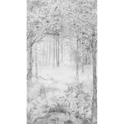 Image of Grandeco Fairytale Trees Grey 3 Lane repeatable Mural 2.8 x 1.59m ML2802