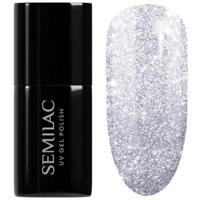 Image of SEMILAC 461 Hollywood Silver Nail UV Gel Polish Long Lasting and Easy to Apply Soak off UV/Led Perfect for Home Professional Manicure Pedicure 7 ml
