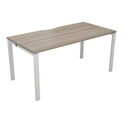 Image of Office Hippo &quot;OH1280COWHGO/1P Single Bench Desk with Cut Out Cable Port, Wood, Grey Oak, 80 x 120 73 cm