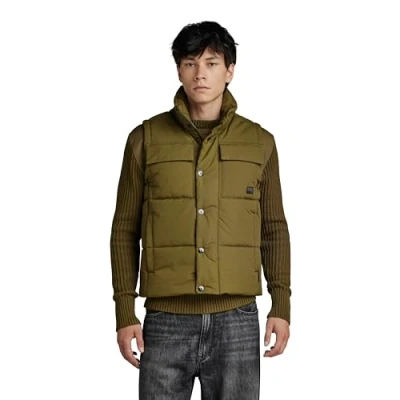 Image of G STAR RAW Men&#039;s Foundation Padded Vest, Green (dark olive D22887 D419 C744), L