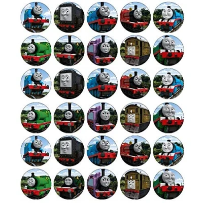 Image of 30 Thomas The Tank Engine Cupcake Toppers Edible Wafer Paper Fairy Cake Birthday Cakes