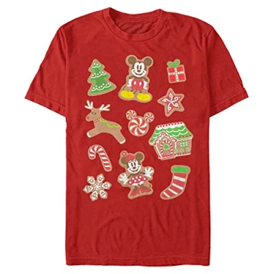 Image of Disney Mickey Classic Gingerbread Mouses Organic Short Sleeve T Shirt, red, L