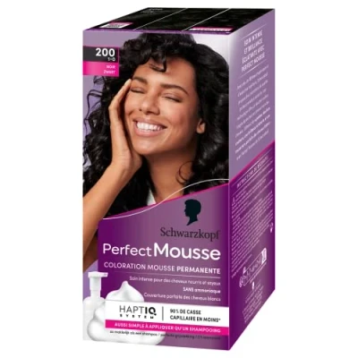 Image of Schwarzkopf Perfect Mousse Ammonia Free Permanent Foam Hair Colour Black 200