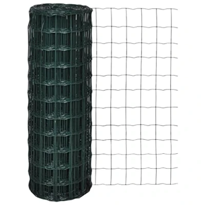 Image of vidaXL Green PVC Coated Euro Fence 25x0.8m Garden Patio Barrier, Mesh Screen, 76x63mm, Corrosion &amp; UV Resistant for Poultry Puppy Protection