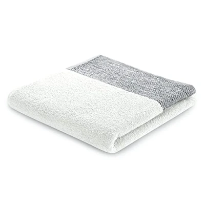 Image of AmeliaHome Aria Bath Towel 100% Cotton 70 x 140 cm Border White