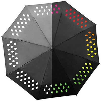 Image of Suck UK Compact Umbrella Colour Changing Rainbow &amp; Handbag Windproof Travel Wind Resistant Folding Pocket