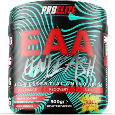 Image of EAA Amino Acids Supplement 300g, Vegan Essential Unflavoured Powder, Full Spectrum EAAs with BCAA Powder Muscle Growth &amp; Recovery Intra Workout Drink (300g, Pina Colada)