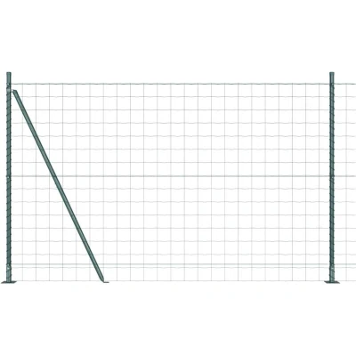 Image of vidaXL Euro Fence with 13 Flanged Posts 1.2x25 m Galvanised Steel