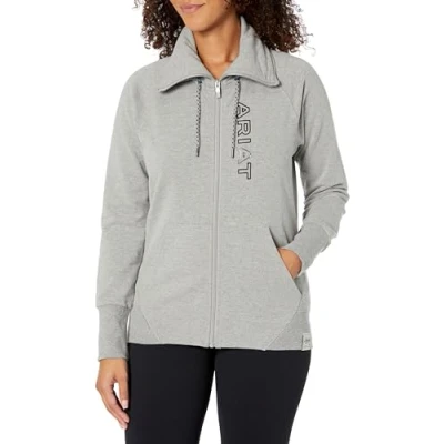 Image of ARIAT Womens Team Logo Full Zip Sweatshirt Grey Extra Large