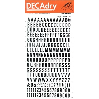 Image of Transferable Letters and Numbers, Black, 8 mm, Black