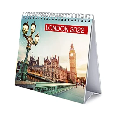 Image of Grupo Erik,London Red,CS22014 Official London Calendar 2022 Desktop Desk 12 Month Planner