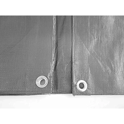 Image of Heavy duty gray waterproof tarpaulin/ground sheet,uv resistant,reinforced hems and corners,eyelets every 1m, (3m x5m)