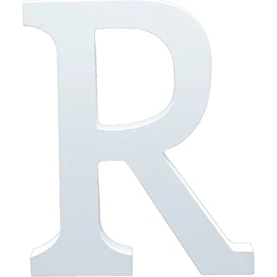 Image of White Wooden MDF Letter R Size 8cm Tall Free Standing Letters for Arts &amp; Crafts Personalized Name Decor