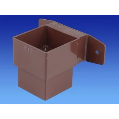 Image of Wavin OSMA 4T824 Brown Pipe Connector and Bracket Stand Off 61mm Square downpipe