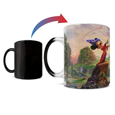 Image of Morphing Mugs Disney Fantasia Mickey Mouse Thomas Kinkade One 11 oz Color Changing Heat Sensitive Ceramic Mug Image Revealed When HOT Liquid Is Added!