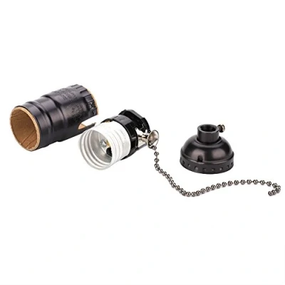 Image of Vintage Light Holder, E27 Aluminum Retro Elegant Industrial Wall Pendant Ceiling Mounted Stand Desk Table Lamp Bulb Base Holder Socket Lighting Screw with Pull