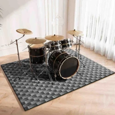 Image of Drum Rug Mat Outdoor Indoor Electronic Carpet Non Slip Soundproof Area for Kits, Bass Snare Percussion E Blanket Accessories Studio 120 x 70 cm