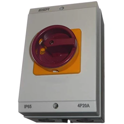 Image of 20 Amp 4 Pole Rotary On Off Isolator Switch Large IP65 Weatherproof Enclosure