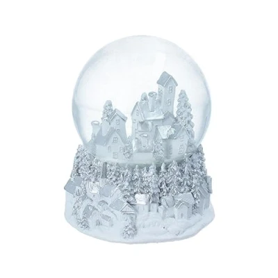 Image of Gisela Graham Silver/White Village Music Globe
