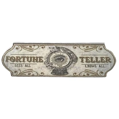 Image of Melody Jane Dolls House Fortune Teller Plaque Psychic Halloween Wall Sign 1:12 Printed Card