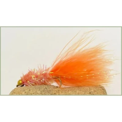Image of Trout Flies, Lures, 6 Per Pack, Gold Head Orange Fritz, Size 10, For Fly Fishing