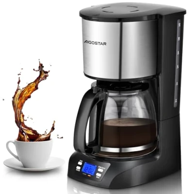 Image of Aigostar Filter Coffee Machine, Programmable Drip Maker with 24hr Timer &amp; 40min Keep Warm, Fast Brewing, 1.5L Machine Anti BPA Free Benno 30YWZ