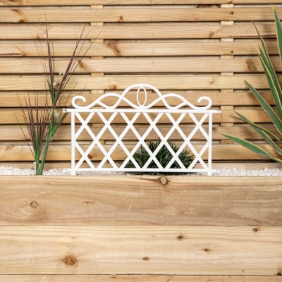 Image of Green Blade White Plastic Garden Border Fence