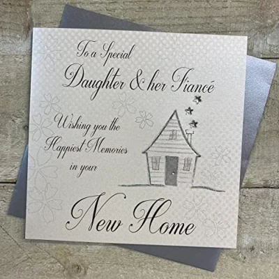 Image of WHITE COTTON CARDS Handmade New Home Card, Daughter &amp; her Fiancé Code SS252 DF,16 x 16 cm