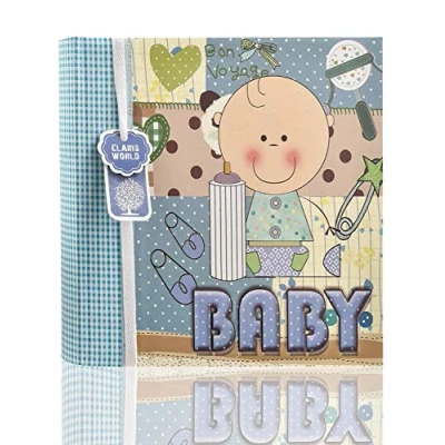 Image of Arpan 200 Photos Baby Album for 6x4 with Boy Blue Memo Slip Friends &amp; Family CD/DVD Pocket