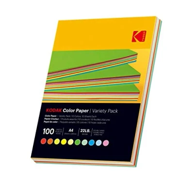 Image of KODAK 9891300 Ream of 100 Sheets 80 g/m² Coloured Paper, A4 (21 x 29.7 cm) Red, Orange, Yellow, Green, Blue and Pink