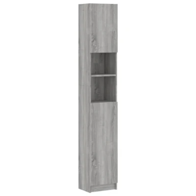Image of vidaXL Bathroom Cabinet in Grey Sonoma Tall Storage Unit made of Engineered Wood with Adjustable Doors and Ample Space