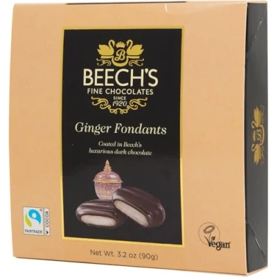 Image of Beech&#039;s Fine Chocolates Ginger Fondants (90g) Hand crafted in the UK Fairtrade Cocoa Chocolate Palm Free and Gluten Naturally Flavoured
