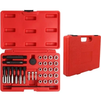 Image of Gancon 33PCS Glow Plug Thread Repair Kit, Tool， Cylinder Head Metric Restorer Kit， Tap Insert Driver Guide Pin Tool M8 M10 M12