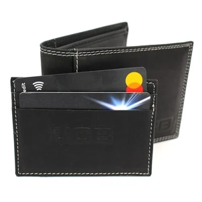 Image of JCB Genuine Leather RFID Blocking Bifold Wallet with Coin Pocket Gift Boxed