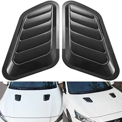 Image of KATUR 1 Pair Universal Car ABS Decorative Air Flow Intake Scoop Turbo Bonnet Vent Cover Hood (Black)