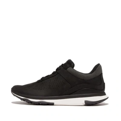 Image of Fitflop Vitamin FFX Mens PERF Nubuck Sports Sneakers Shoe, Black/Cream, 9 UK