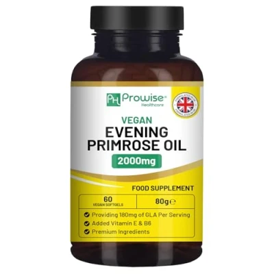 Image of Evening Primrose Oil 1000mg with Vitamin E &amp; B6 90 Softgels Pure Cold Pressed I 90mg GLA per Capsule Women&#039;s Health Premium Quality Made in The UK by Prowise Healthcare
