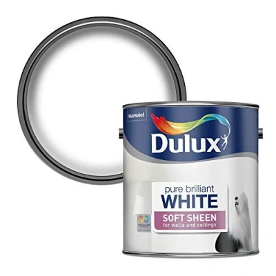 Image of Dulux Soft Sheen Emulsion Paint For Walls And Ceilings Pure Brilliant White 2. 5 Litres