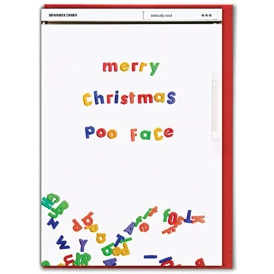 Image of Brainbox Candy Funny Christmas Cards &#039;Merry Poo Face&#039; Hilarious Xmas Perfect For Best Friends Mates Him Her Boyfriend Girlfriend Partner